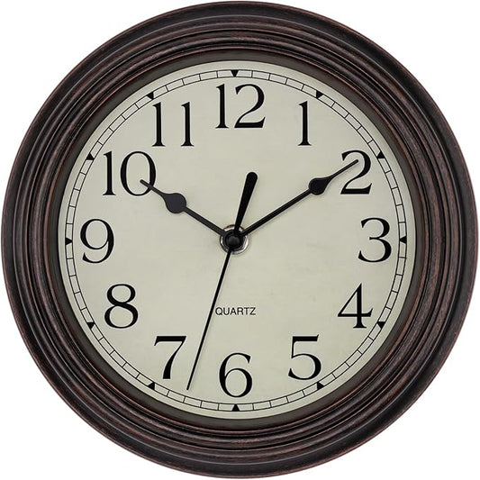 Foxtop 9 Inch Wall Clock Battery Operated Silent Non-Ticking Small Classic by Foxtop