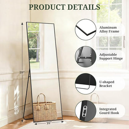 Mirror Full Length 59"x16" Full Body Floor Mirror - Image 4