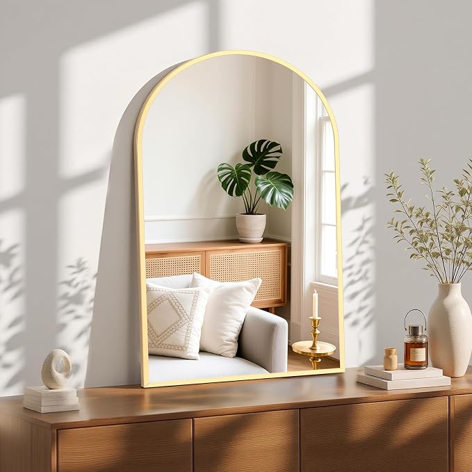 Sweetcrispy 24"x36" Arched Gold Bathroom Mirror Wall Mounted Vanity Metal Frame - Image 5