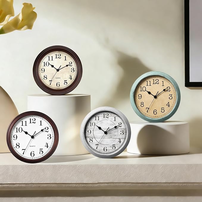Wall Clock, 9 Inch Silent Wall Clocks Battery Operated, Decorative Clocks - Image 4