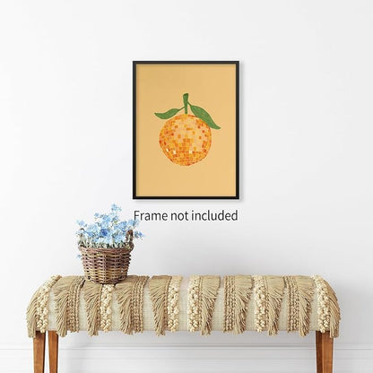 jkahh Retro Funky Orange Canvas Wall Art Fashion Disco Ball Aesthetic Posters - Image 4