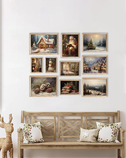 KBKBART Christmas Wall Art Prints Set of 10, Winter Christmas Picture Wall - Image 7