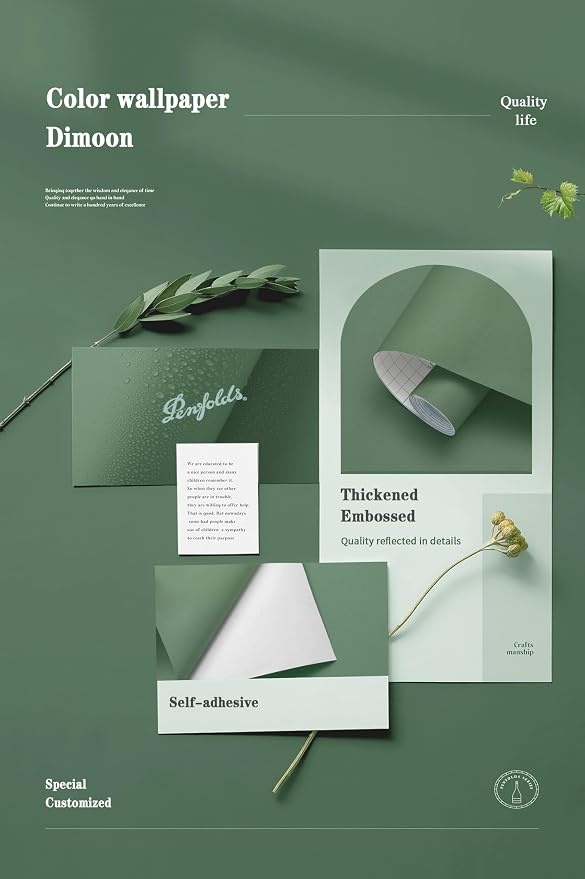 Dimoon 78.7''x17.7'' Green Peel and Stick Wallpaper Contact Paper Modern Self - Image 4