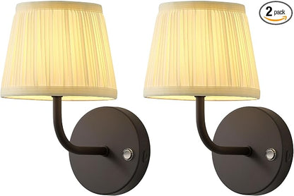 PUSU LED Cordless Black H9.6 inch Small Wall Sconces Set of 2, Rechargeable by PUSU