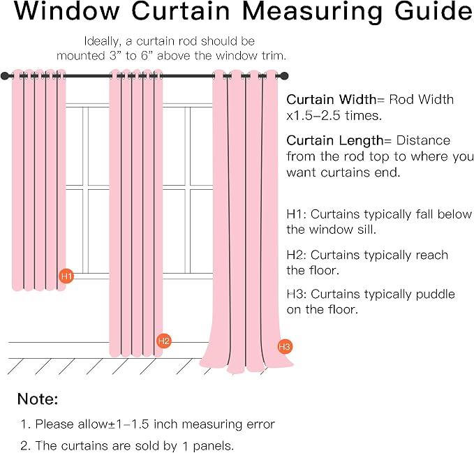 XiDi Pink Curtains for Bedroom Decor, Baby Pink Kids Blackout Curtains for - Image 8