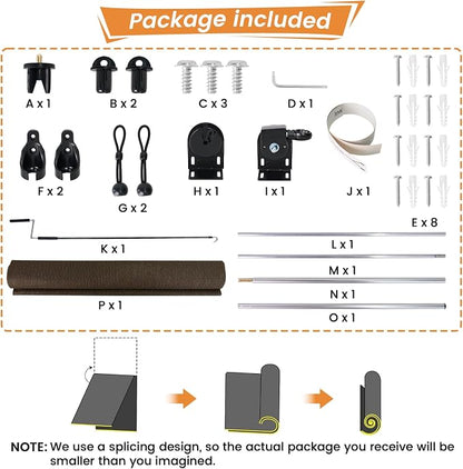 8'W x 8'H Mocha Patio Shades Roll up Outdoor Roller Shade Crank Wand Blind - Image 8