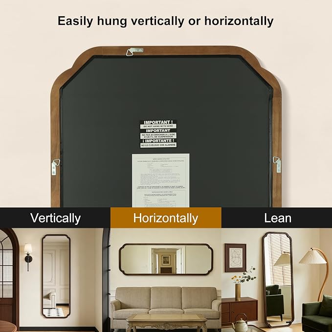 WallBeyond Full Length Mirror Wall Mounted 65"x22", Rustic Wooden Frame Floor - Image 5