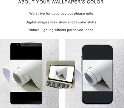 Grasscloth Textured Wallpaper White Peel and Stick 24inX393in Fabric Wall Paper - Image 4