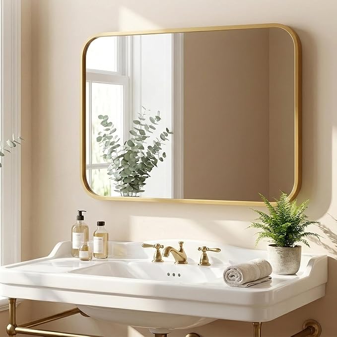 2-Pack 22x30 Inch Matte Gold Bathroom Vanity Mirrors | Flush Mount Deep Set - Image 7