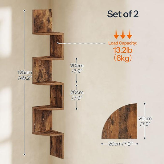 HOOBRO Corner Shelf Wall-Mounted, 5-Tier Corner Bookshelves - Image 2
