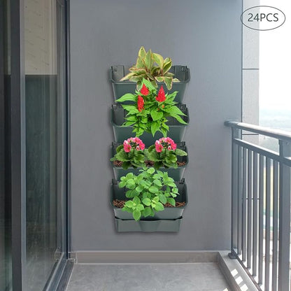 Vertical Wall Planter with 24 Pots, Hanging Garden Plant Flowerpot Holder - Image 3