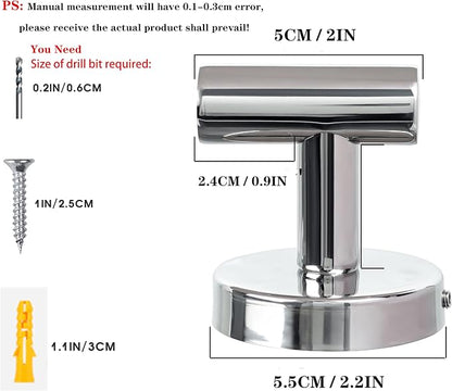 Towel Hooks for Bathroom 2 Packs Screw- in Chrome Finish Wall Mount Towel - Image 3