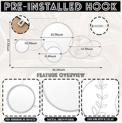 Hicarer Wall Mirror Decorative 41.34'' x 17.72'' Round Modern Metal Wall - Image 3