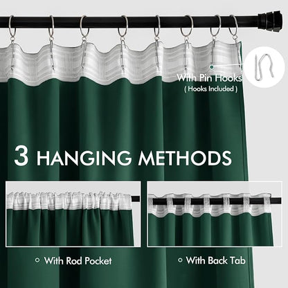 MIULEE Christmas Hunter Green Back Tab Blackout Curtains 84 Inch Length 2 - Image 3