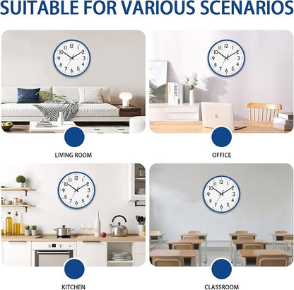 HZDHCLH Wall Clock Blue, Silent Wall Clocks Battery Operated 10 Inch Modern Non - Image 5