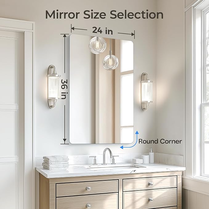 USHOWER Frameless Bathroom Mirror - Image 4
