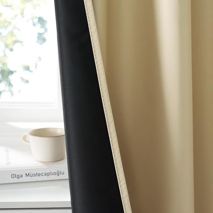 RYB HOME 100% Blackout Basement Curtains 36 inches Long, Heat & UV Blocking - Image 4