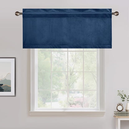 NICETOWN Navy Blue Velvet Cafe Valance, Window Treatment - Image 6