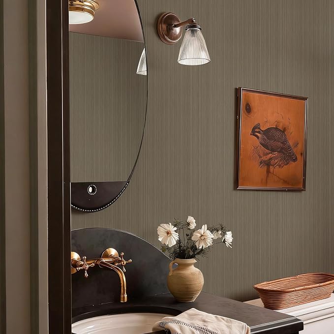 YXTII 20.8" x 196.8" Peel and Stick Wallpaper Grasscloth, Thick Brown Textured - Image 4