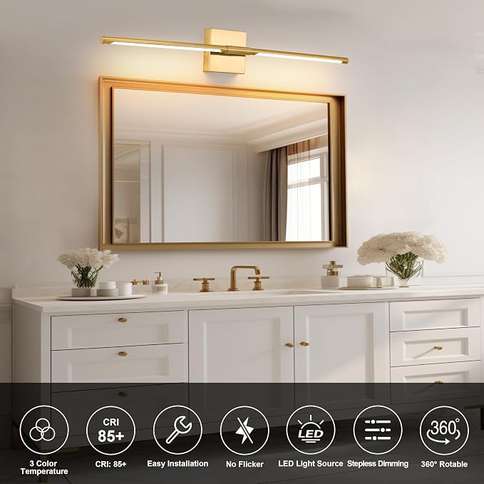 Morauroral 30″ Gold Battery Operated Wall Sconces Set of 2, Dimmable Wall - Image 3