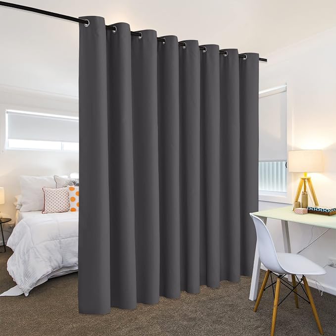 RYB HOME Gray Blackout Room Divider Curtain Large Wall Panel, Heavy Duty Energy - Image 3