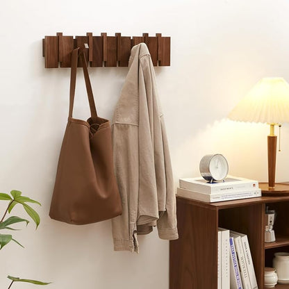 QUELLANCE Wood Coat Rack Wall Mount, Coat Hooks Hanger Wall Mounted, Heavy Duty - Image 4