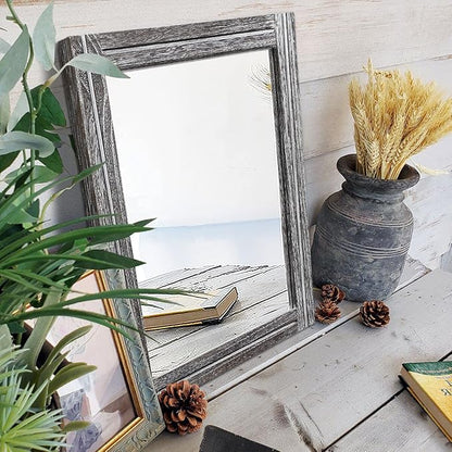 AAZZKANG Rustic Mirror Wood Framed Wall Mirrors Large 20"x16" Rectangle - Image 6