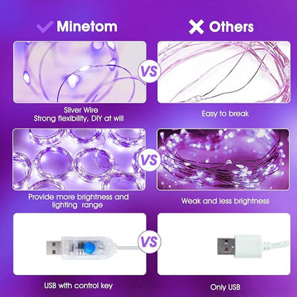 Minetom Halloween Purple Curtain Lights, 300 LED Dimmable Fairy Lights - Image 4