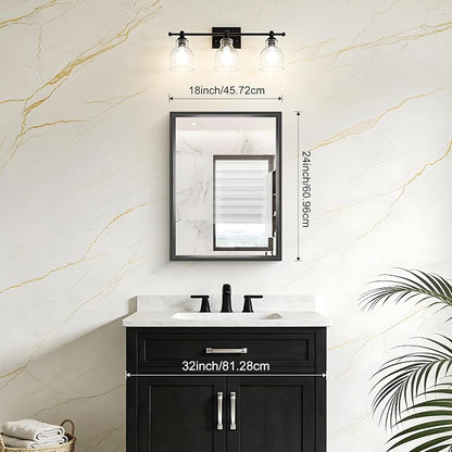 18x24 Inch Black Bathroom Mirror, Brushed Black Rectangle Mirror - Image 2