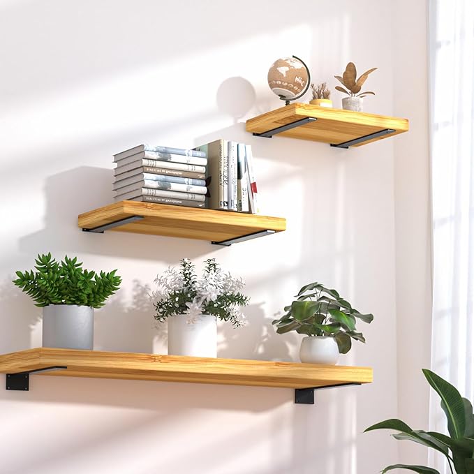 16 Pack - 10 inch Black Hidden L Shelf Bracket Iron Floating Shelf Brackets - Image 4