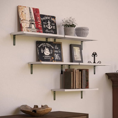 RICHER HOUSE Floating Wall Shelves, Rustic Wood Bathroom Shelves Set of 5 - Image 4
