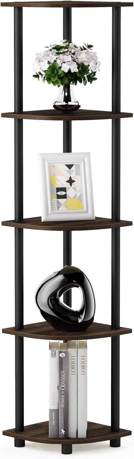 Furinno TURN-N-TUBE Corner Shelf, 5-Tier Corner Bookshelf, Open Storage Shelves by Furinno-FitsYourSpaceFitsYourBudget