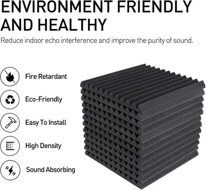 Focusound 24 Pack Acoustic Foam Panels 1" x 12" x 12" Sound Proof Foam Panles - Image 3