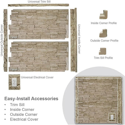 Ekena Millwork 48 5/8"W x 24 3/4"H x 1 1/4"D Cascade Stacked Stone, StoneWall - Image 10