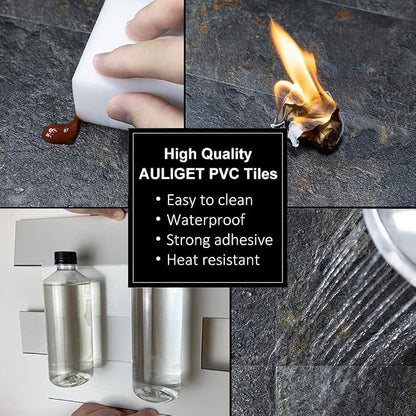 AULIGET 6" x 12" Rust Slate Peel and Stick Backsplash Wall Tiles, PVC Faux - Image 5