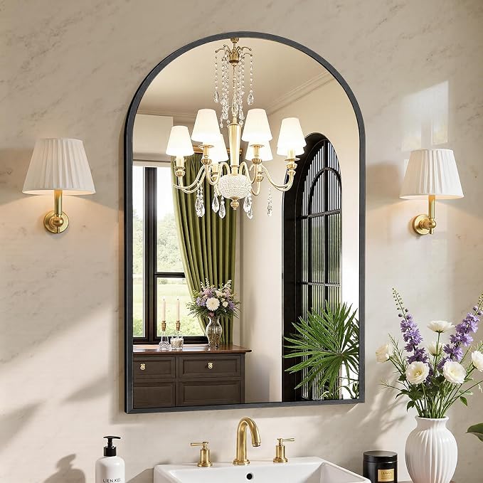 Sweetcrispy 24"x36.5" Arched Black Bathroom Mirrors - Image 7