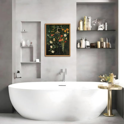 Floating Framed Floral Shower Wall Art, Vintage Botanical Flower Canvas Print - Image 5