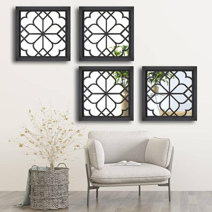 Wocred Set of 4 Mirrors Square Wall Mirror, Gorgeous Rustic Farmhouse Accent - Image 3