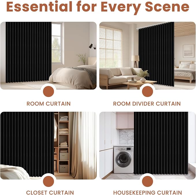 AJAZZ Blackout Accordion Door Curtain 98"x106" Black - Image 5