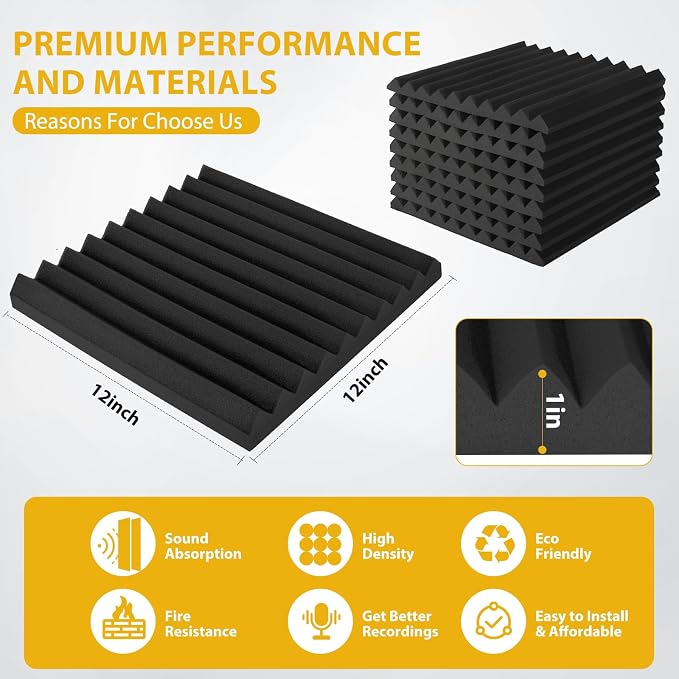 Acoustic Foam Panels Sound Absorbing 12 Pack - Image 2