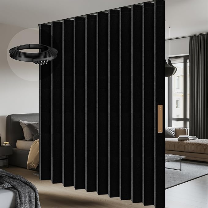 Room Divider Curtain Sets with Flexible Ceiling Track, Privacy Soundproof by AJAZZ