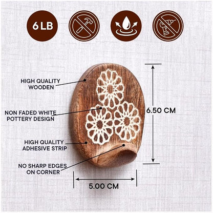 IndianShelf 6 Lb- 24 Pieces Decorative Wood Adhesive Wall Hooks–Boho Peel and - Image 7