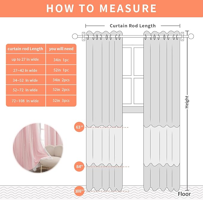 XiDi Light Pink Girls Curtains for Bedroom, Girls Room Blackout Curtains for 63 - Image 8