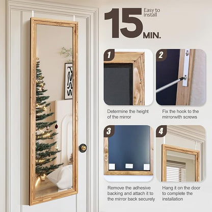 50"x16" Door Mirror, Rustic Full Length Mirror, Over The Door Hanging Mirrors - Image 6