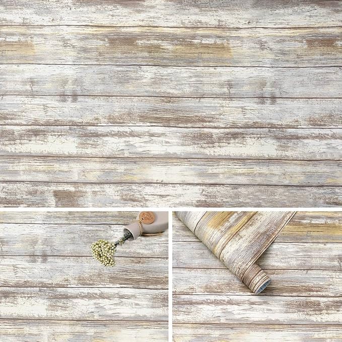 Arthome Distressed Wood Contact Paper 17''x120'' Self-Adhesive Removable Wood by ArthomeWALLDECOR