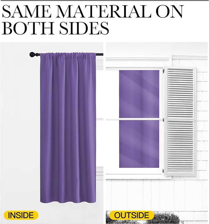 NICETOWN Blackout Curtains Window Draperies, Lilac Purple, 70 by 95 inches Long - Image 5