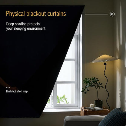 AJAZZ Self Adhesive Curtains 100% Blackout Shades Window Cover Sticky Curtain - Image 4