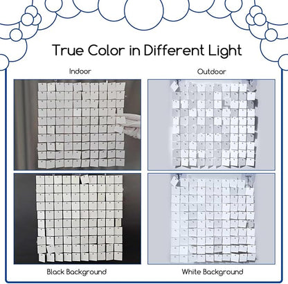 COKAOBE Matte White Sequin Wall Backdrop, Photo Backdrops - Image 4
