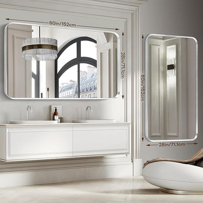 Brushed Nickel Bathroom Wall Mirror, Tempered Glass, Shatter Proof, Hangs - Image 5