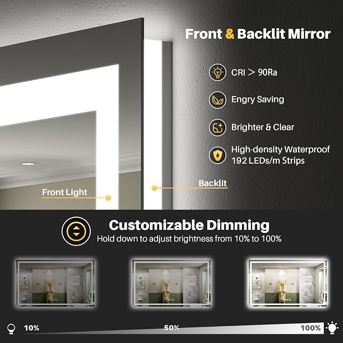 Briivue 68x40 Inch LED Bathroom Mirror - Image 3